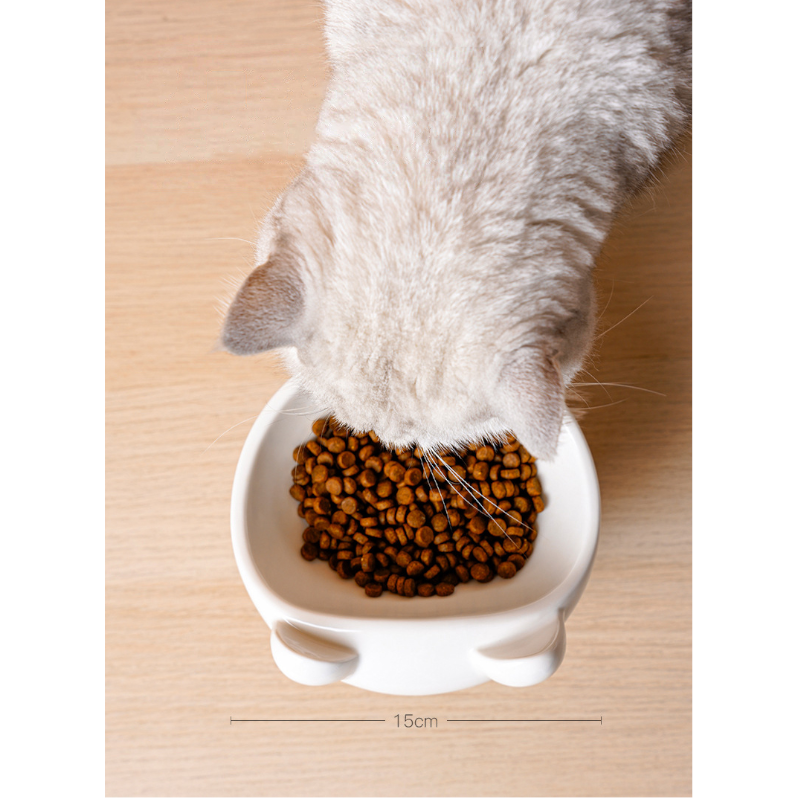 Boho Cute Small Elevated Ceramic Cat Bowl Pet Supplies