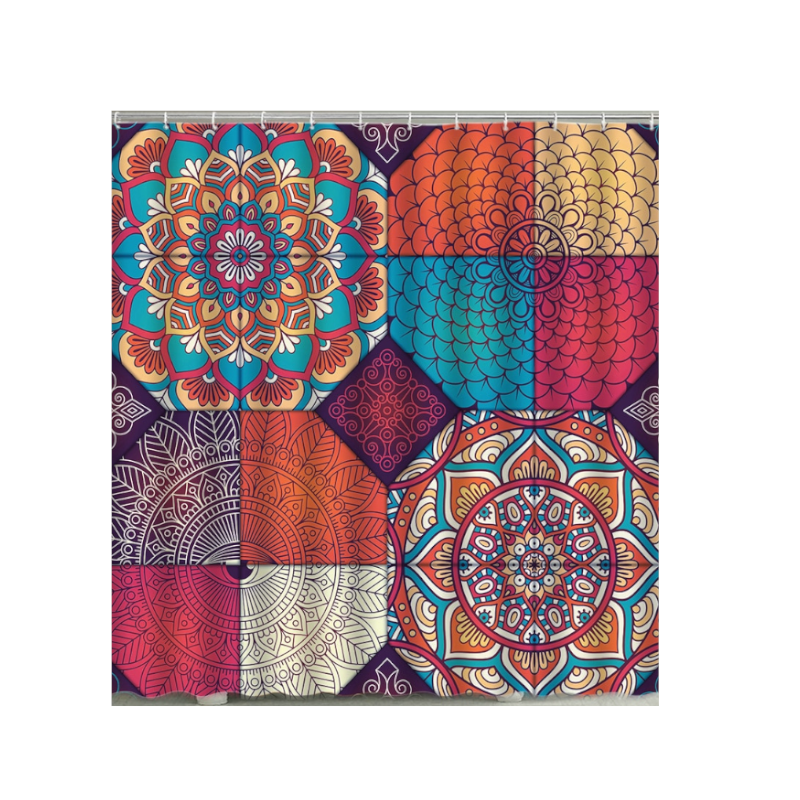 Boho Mandala Colourful Waterproof Shower Curtain Bathroom Decor