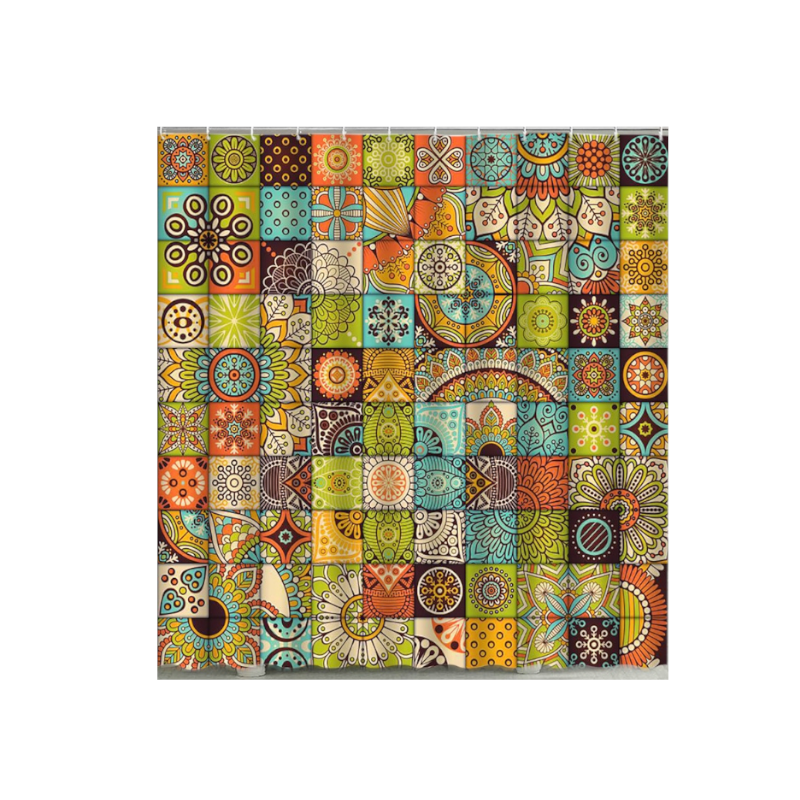 Boho Mandala Colourful Waterproof Shower Curtain Bathroom Decor