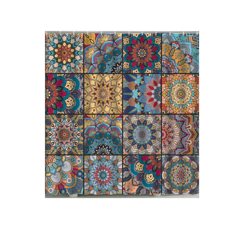 Boho Mandala Colourful Waterproof Shower Curtain Bathroom Decor