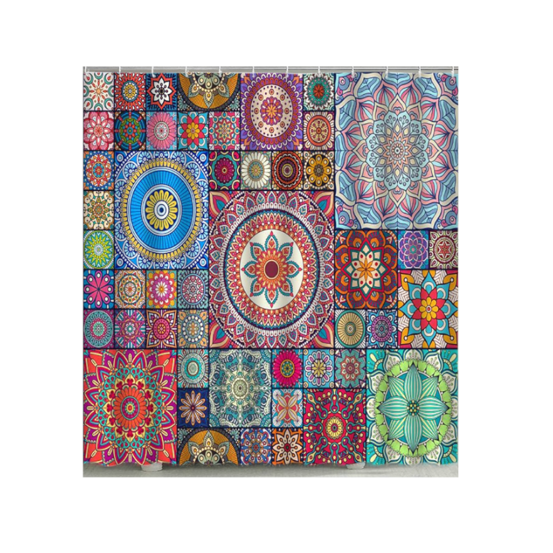 Boho Mandala Colourful Waterproof Shower Curtain Bathroom Decor