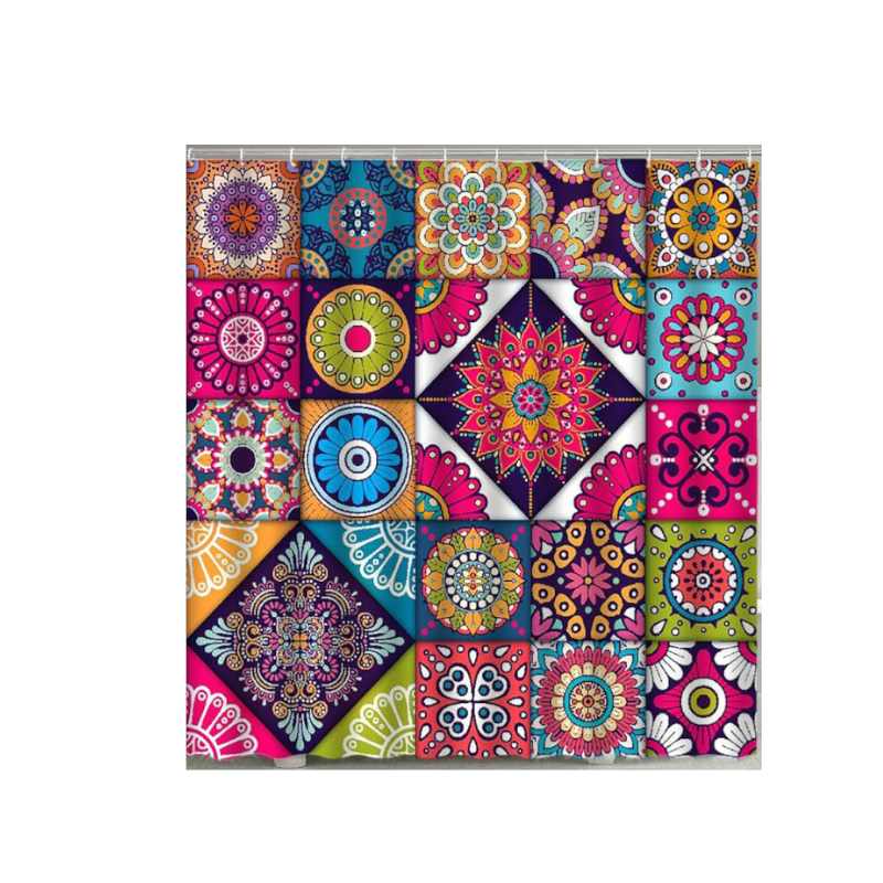 Boho Mandala Colourful Waterproof Shower Curtain Bathroom Decor
