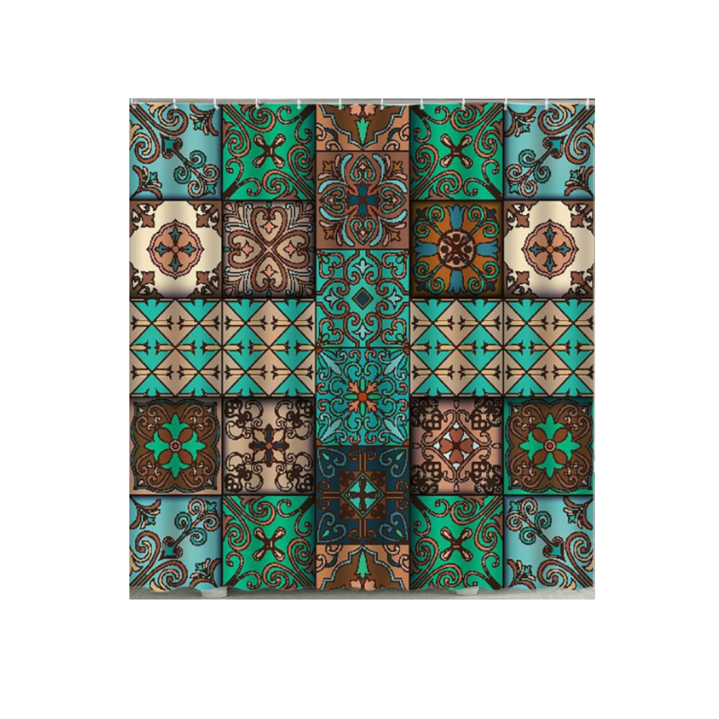 Boho Mandala Colourful Waterproof Shower Curtain Bathroom Decor
