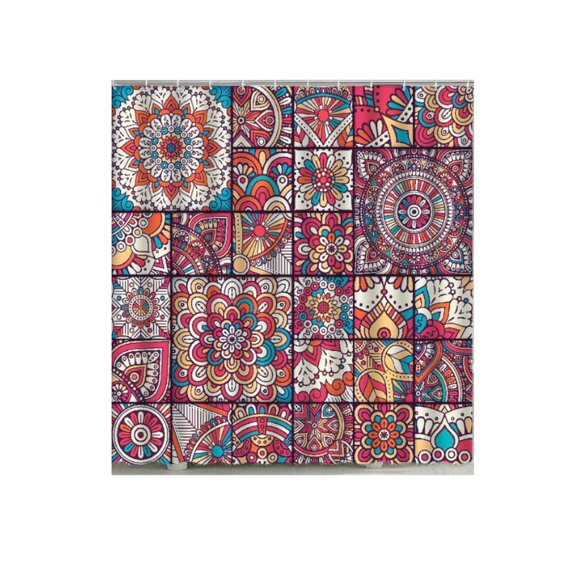 Boho Mandala Colourful Waterproof Shower Curtain Bathroom Decor