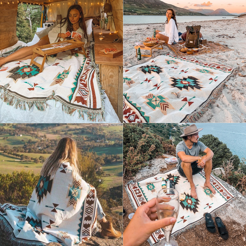 Boho Tribal Throw Blankets Picnic Rugs Bedroom Decor