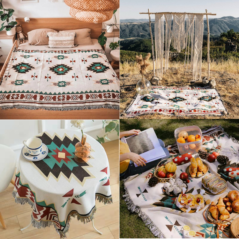 Boho Tribal Throw Blankets Picnic Rugs Bedroom Decor