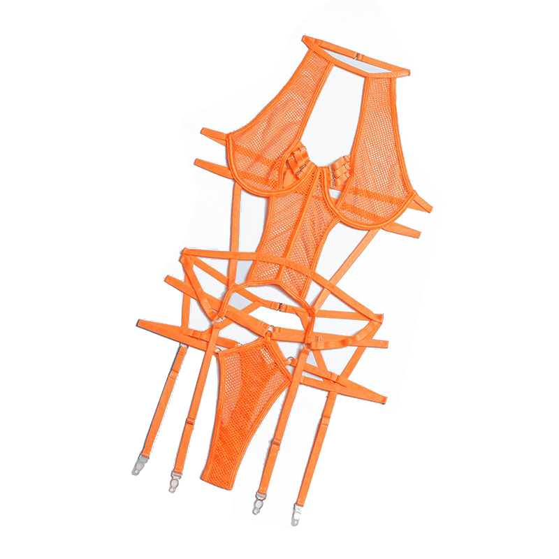 Both Mesh Sexy Strappy Bandage Bodysuit Women Lingerie