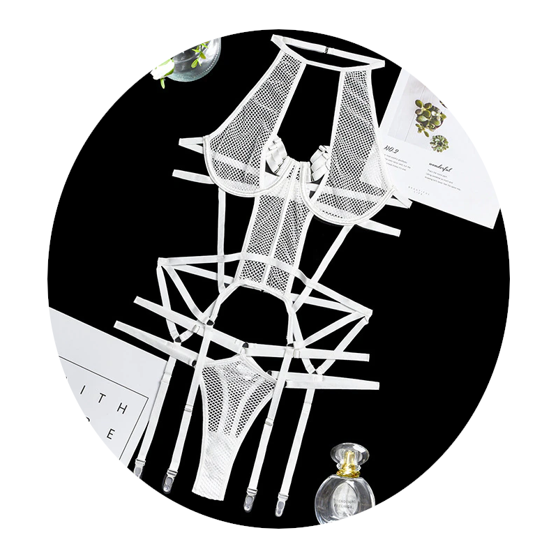 Both Mesh Sexy Strappy Bandage Bodysuit Women Lingerie