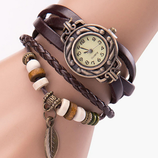 Veile Studios Tree Leaf Braid Bracelet Watch Brown