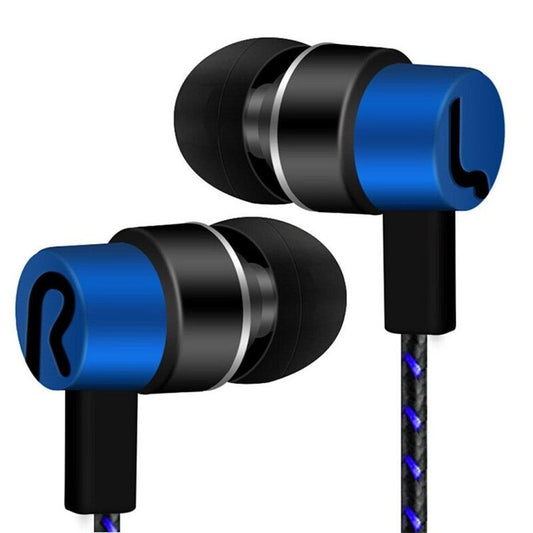 Universal 3.5Mm Stereo Mobile Phone Headphones Braided Wiring In Ear Headset Blue