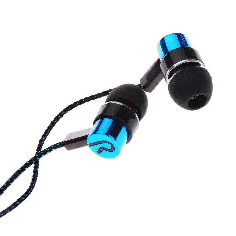 Universal 3.5Mm Stereo Mobile Phone Headphones Braided Wiring In Ear Headset Blue