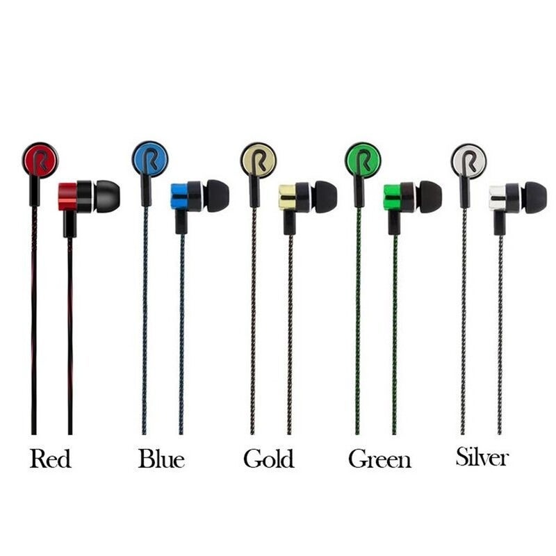 Universal 3.5Mm Stereo Mobile Phone Headphones Braided Wiring In Ear Headset Red