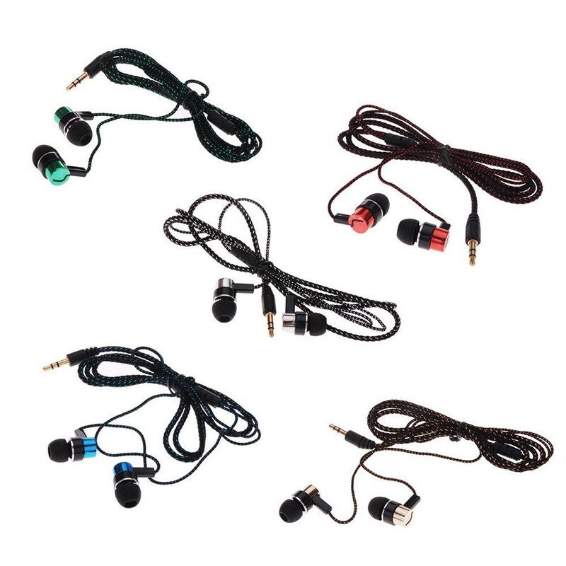 Universal 3.5Mm Stereo Mobile Phone Headphones Braided Wiring In Ear Headset