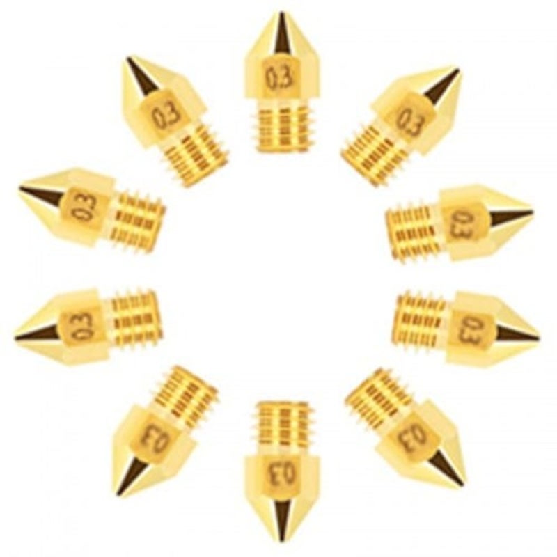 Brass Nozzle For Creality Ender 3 / 10 10S Pro U20 U30 Anet Anycubic 1.75Mm 3D Printer5pcs Gold 0.2Mm