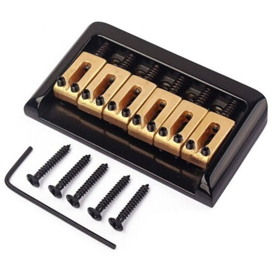 Brass Saddle 6 String Fixed Hard Tail Hardtail Guitar Bridge Black