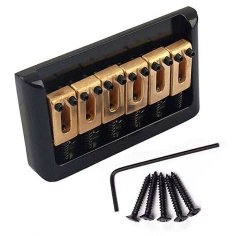 Brass Saddle 6 String Fixed Hard Tail Hardtail Guitar Bridge Black