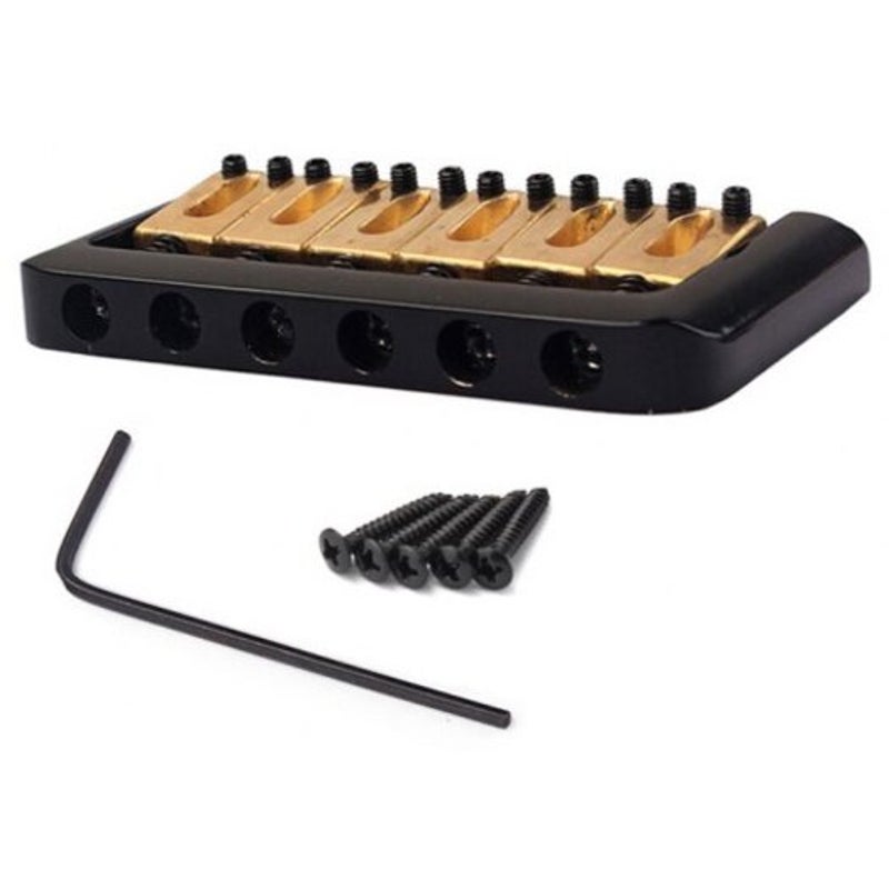 Brass Saddle 6 String Fixed Hard Tail Hardtail Guitar Bridge Black