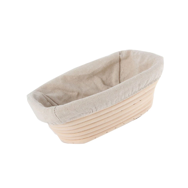 Banneton Brotform Dough Rattan Bread Proofing Basket With Cloth Cover 21X14x8cm