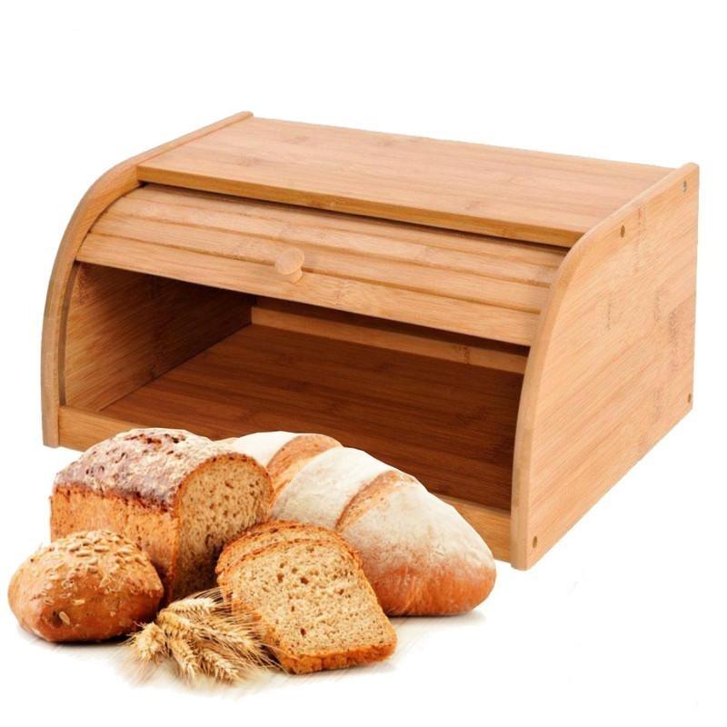 Eco Friendly Bamboo Bread Bin Roll Up Kitchen Storage Box