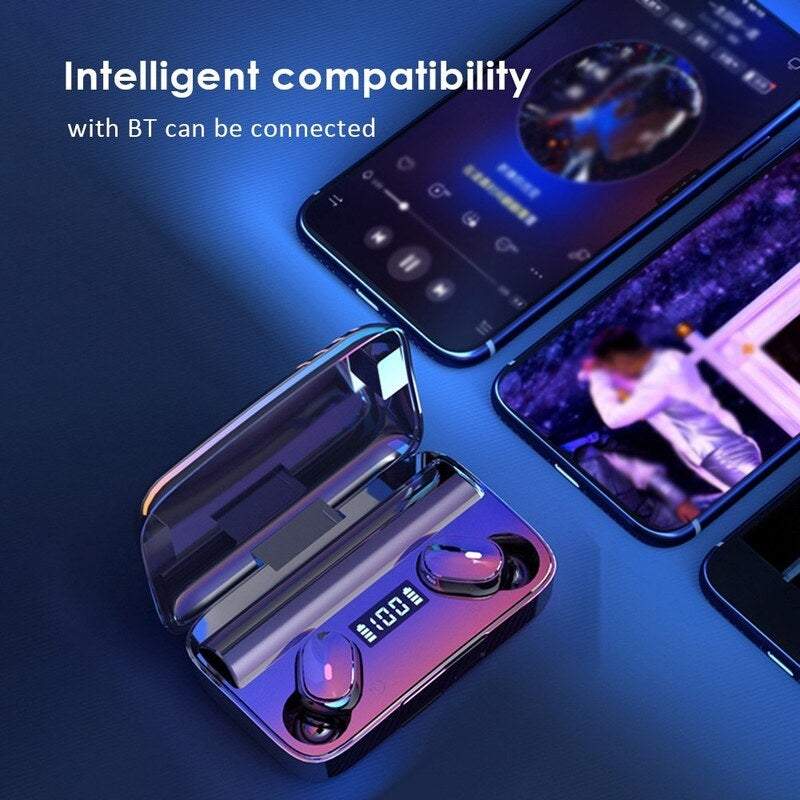 Bt5.0 True Wirelessly Stereo Sport Leds Display Earbuds Headset Hi Fi Sound