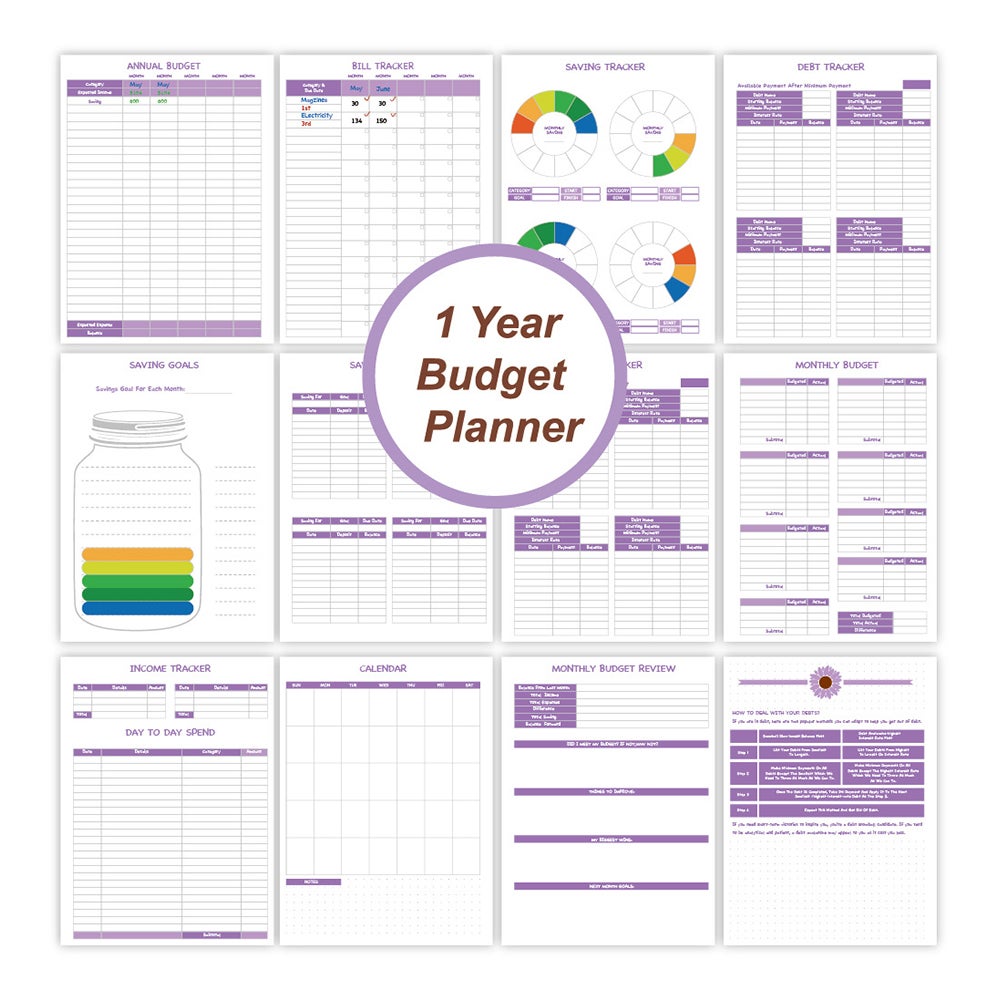 Budget Planner Book Monthly Cash Notebook Bill System Organizer