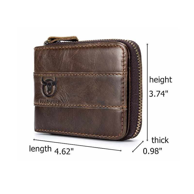 Bullcaptain Rfid Antimagnetic Leather 11 Card Slots Coin Bag For Men