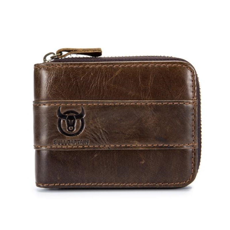 Bullcaptain Rfid Antimagnetic Leather 11 Card Slots Coin Bag For Men