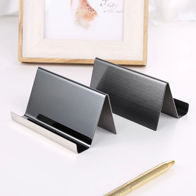 Stainless Steel Business Card Holder Display Stand Rack Desktop Table Organizer