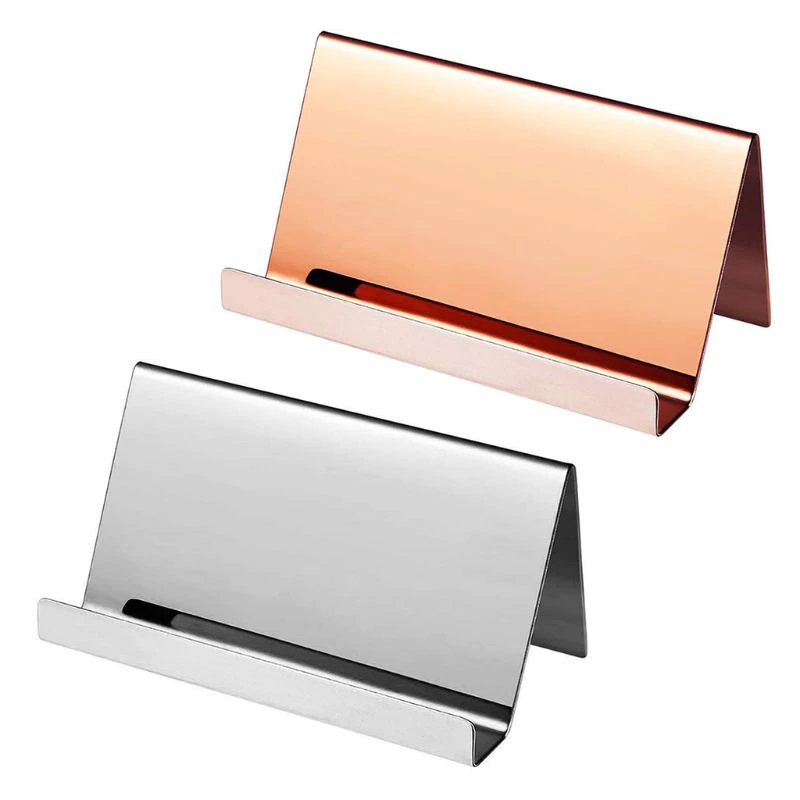 Stainless Steel Business Card Holder Display Stand Rack Desktop Table Organizer