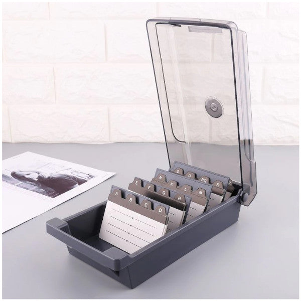 Business Card Holder Storage Box Capacity 500 Fit 2.2X3.6 In Cards 4 Divider Board 20 Z Guides