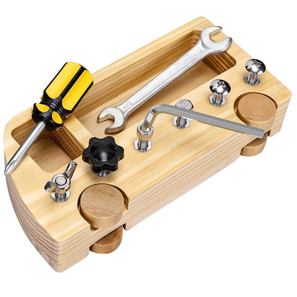 Busy Nuts Screw Driver Wooden Board Sensory Kids Learning Toy