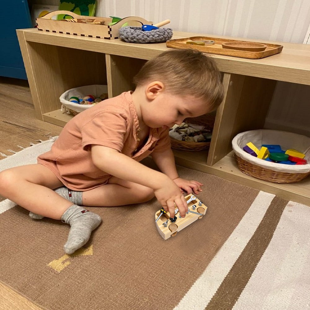 Busy Nuts Screw Driver Wooden Board Sensory Kids Learning Toy