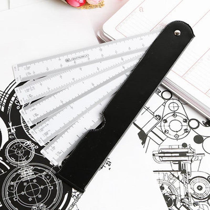 Butterfly Fan Shape Foldable Rulers For Architect Graphics Design Measure Scale
