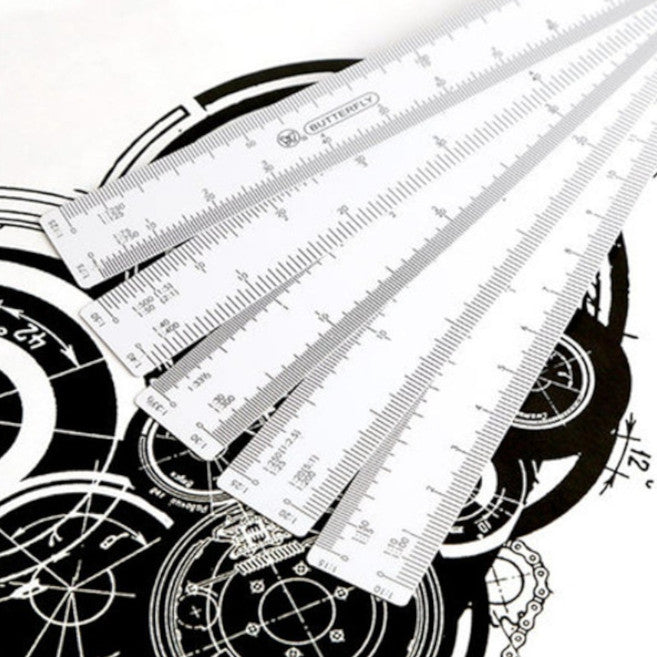 Butterfly Fan Shape Foldable Rulers For Architect Graphics Design Measure Scale