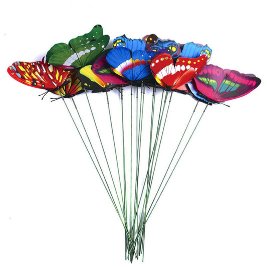 10/20/50Pcs Artificial Butterfly Insert Rod Garden Decor Diy Flower Arrangement