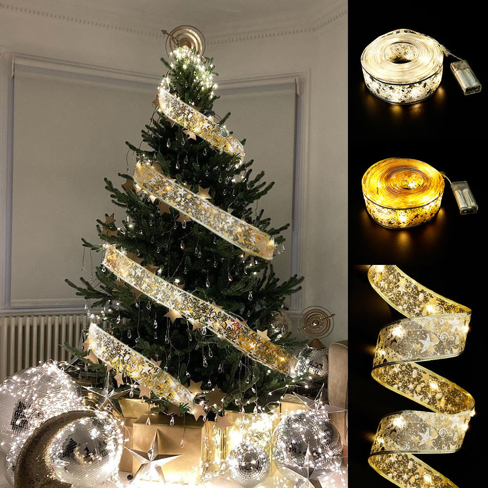 Product Information: Fairy Lights String Christmas Ribbon Bow Tie