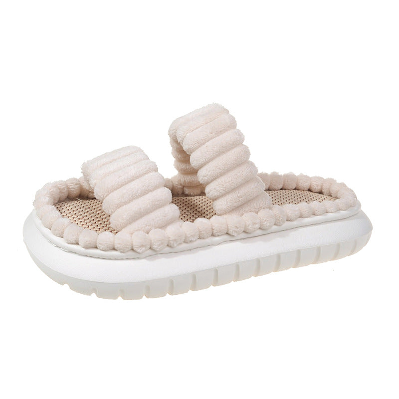 Fluffy Slippers Soft Criss-Cross Straight Designs