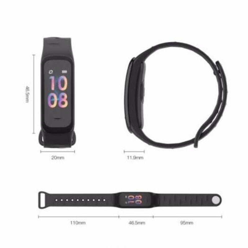 C1plus Smart Bracelet Color Screen Blood Pressure Fitness Tracker Heart Rate For Android Ios Black