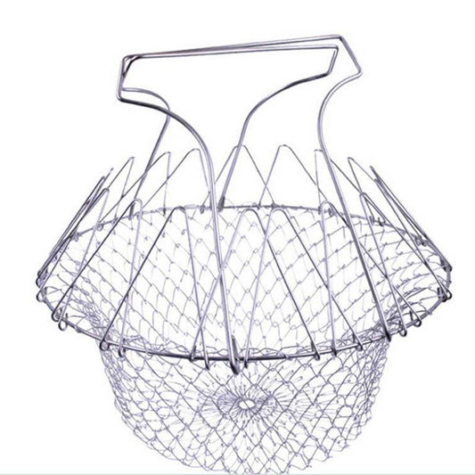 Foldable Multifunctional Steaming Rinsing Frying Chef Basket Strainer