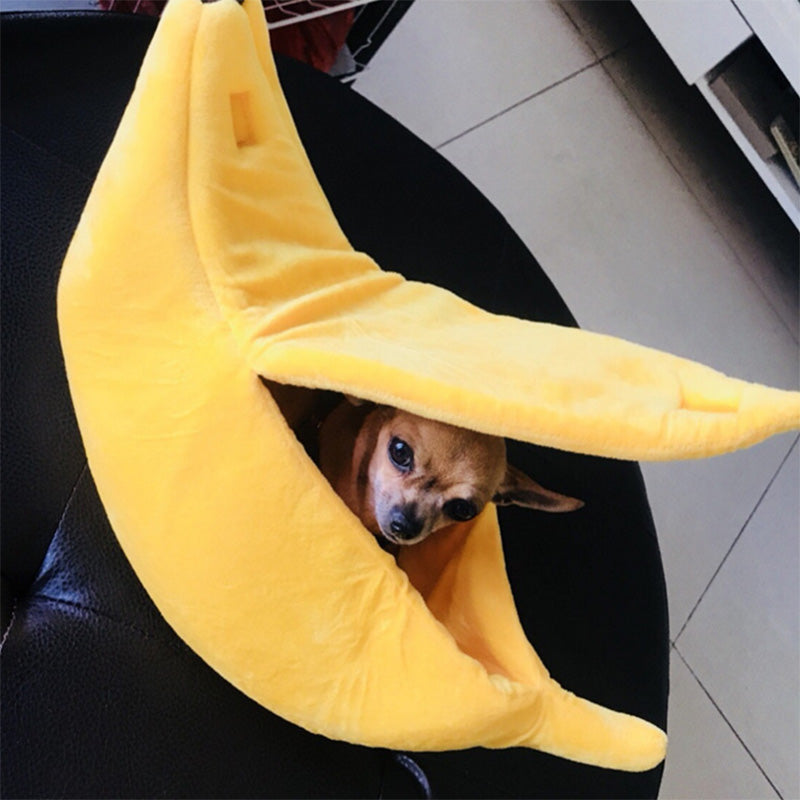 Cute Banana Shape Pet Bed Dog Cat Sleeping Nest