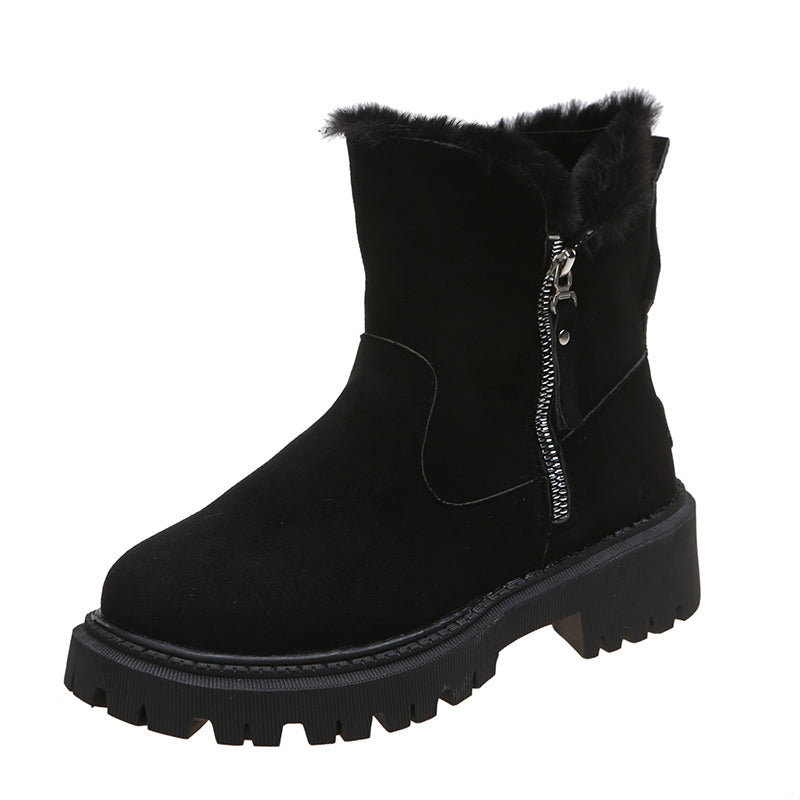 Thick Plush Snow Boots Women Faux Suede Non-Slip Winter Shoes