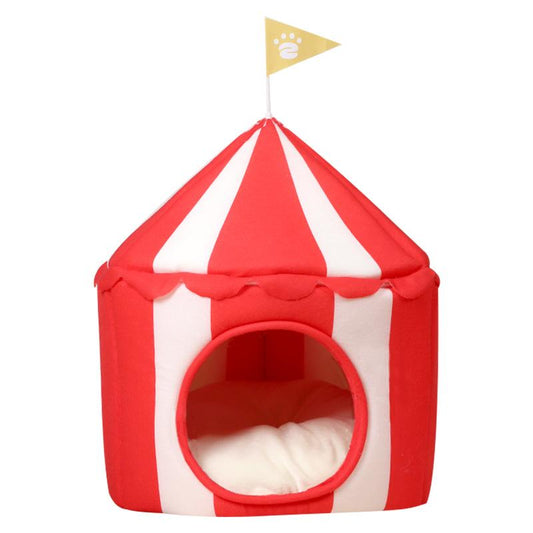 Cute Red White Circus Tent Cat Bed Indoor Pet Nest