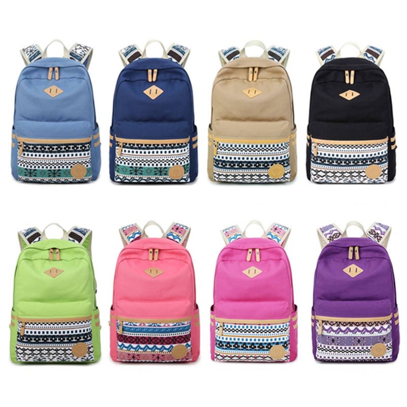 Canvas School Backpack Laptop Bag Shoulder Daypack Handbag
