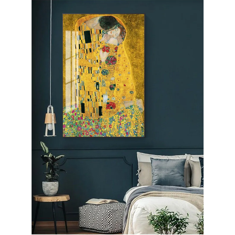 Canvas Prints For Living Room Portrait Klimt Materpiece Kiss Painting On The Wall