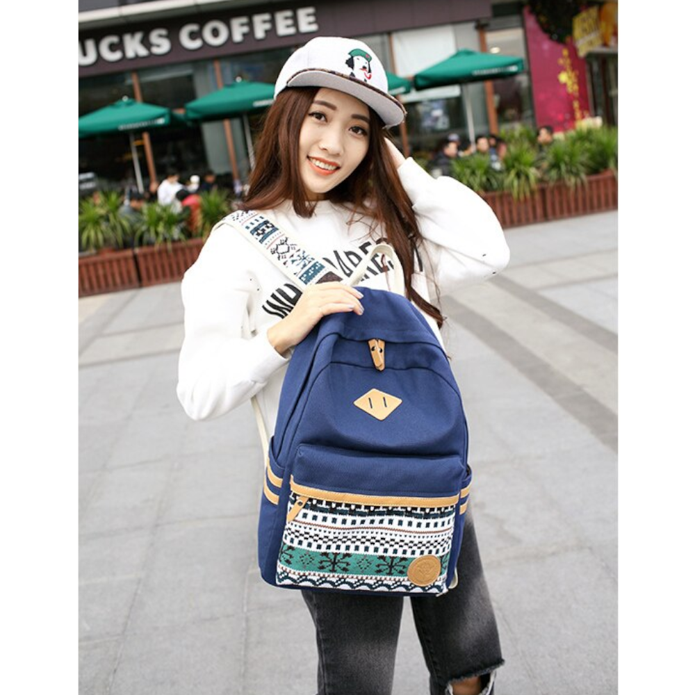 Canvas School Backpack Laptop Bag Shoulder Daypack Handbag