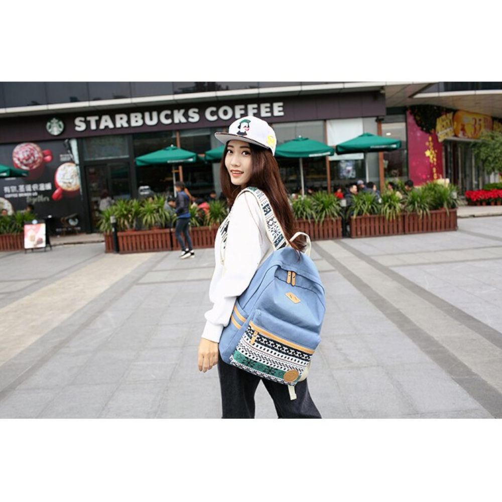 Canvas School Backpack Laptop Bag Shoulder Daypack Handbag