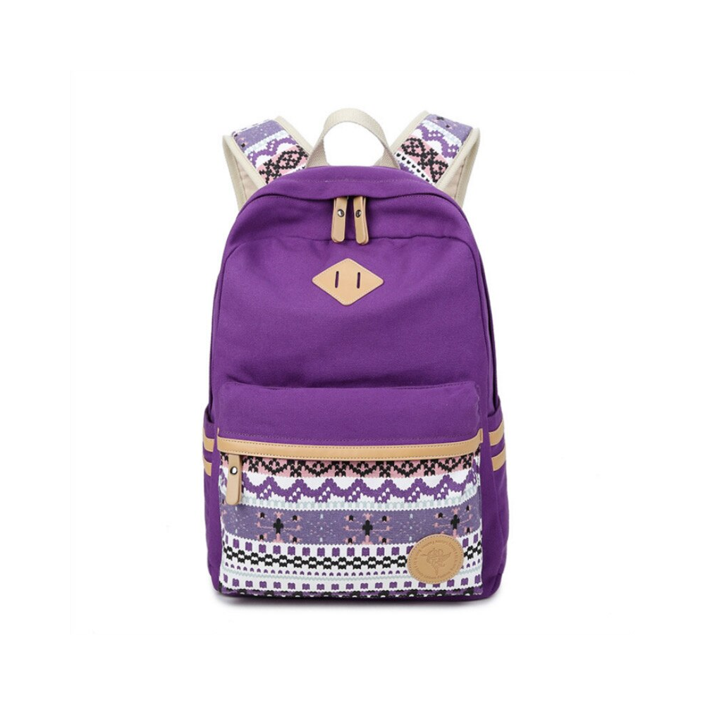 Canvas School Backpack Laptop Bag Shoulder Daypack Handbag