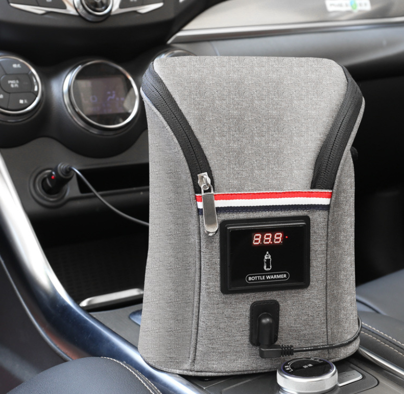 Car Baby Bottle Warmer Portable Travel Milk Grey