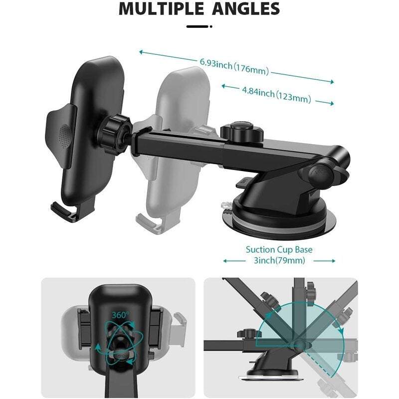 Car Phone Holders Universal Suitable For Dashboard Windshield Long Arm Strong Suction Mobile