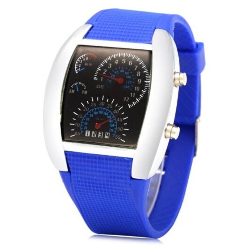 Veile Studios Car Speedometer Shaped Dial Male Led Watch Black